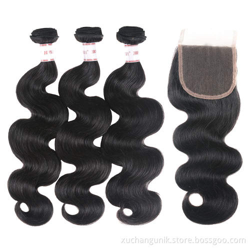 Uniky Peruvian Hair Straight Hair Bundles with Closure Remy Human Hair Weave Bundles With Closure Natural Color